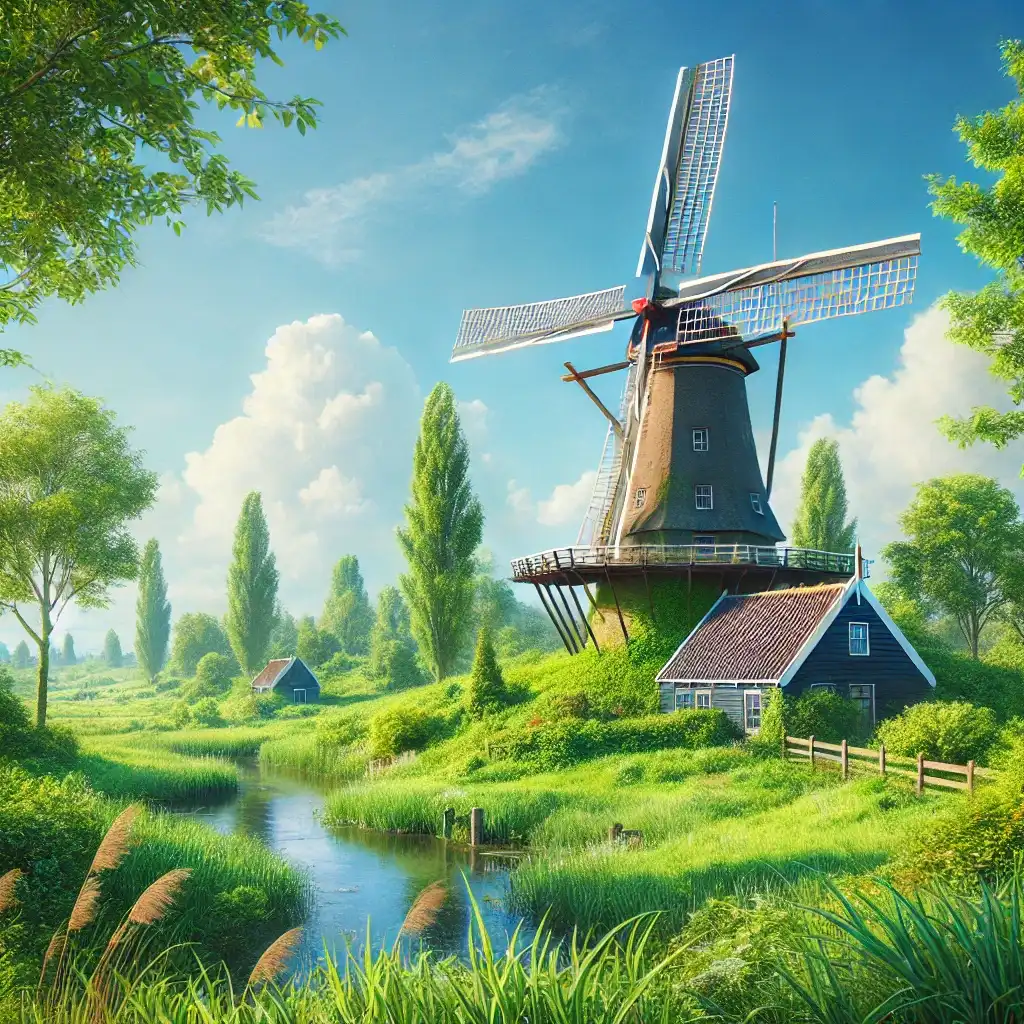 Windmolen als symbool voor milieuvriendelijke productie